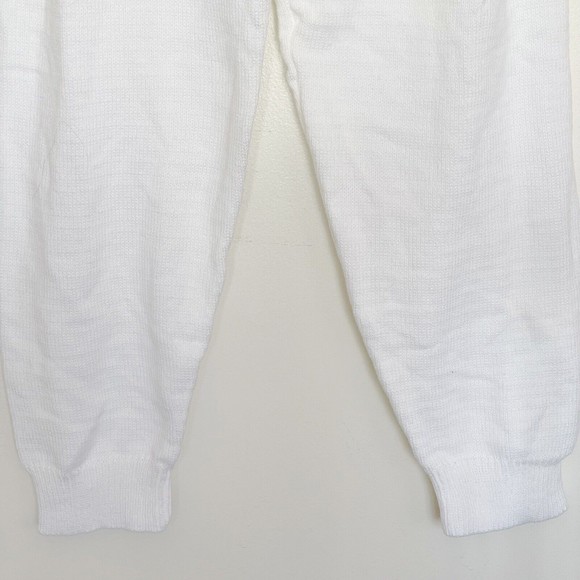 Womens White Knit High Rise Pants Drawstring Ribbed Size XL Sweatpants Jogger - Picture 6 of 13